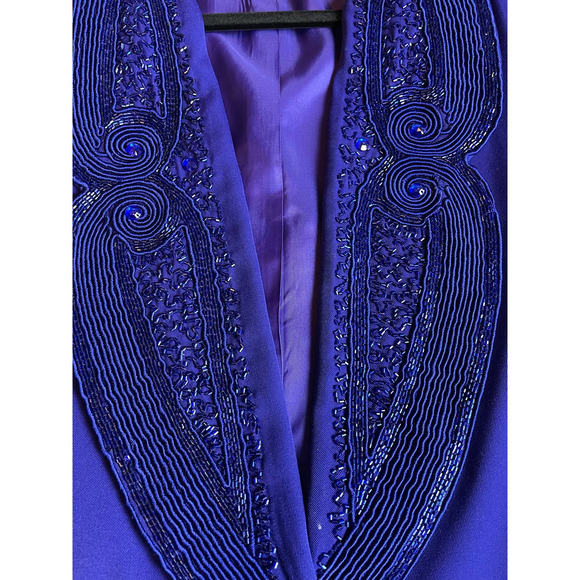 Chancelle 2 Piece Blue Skirt Suit with Beaded Embellishment Size 14 - Picture 8 of 15